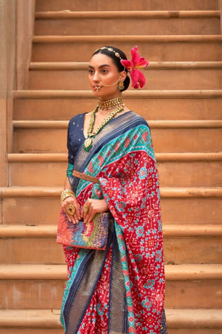 Red Banarasi Patola Silk Saree_Kumari Sarees