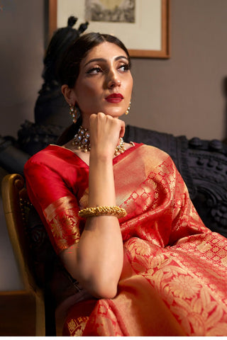 RED KANJEEVARAM HANDLOOM SILK SAREE