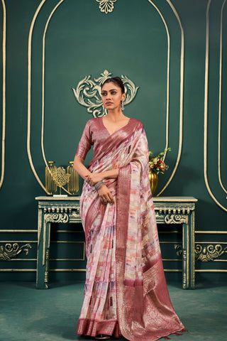 Red Modal Cotton Saree With Digital Print_Kumari Sarees