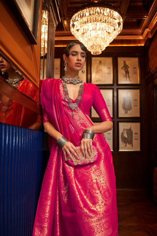 Red Handloom Weaving Silk Saree_Kumari Sarees
