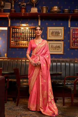 Red Pure Satin Weaving Silk Saree_Kumari Sarees