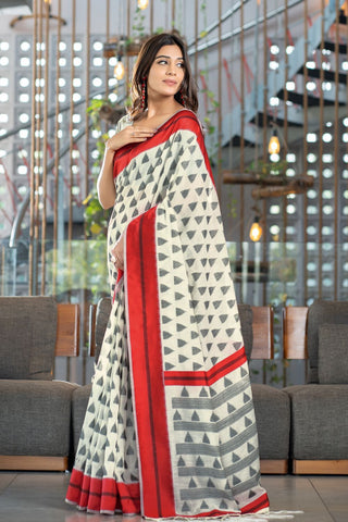 Red Soft Cotton Handloom Saree_Kumari Sarees
