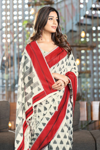 Red Soft Cotton Handloom Saree_Kumari Sarees
