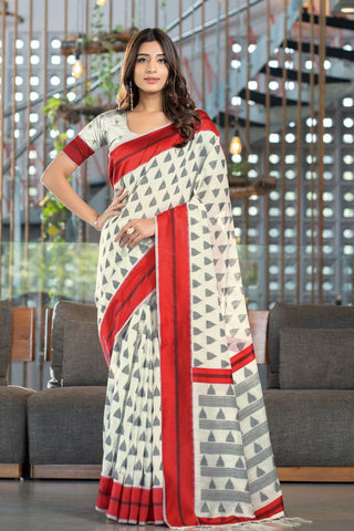 Red Soft Cotton Handloom Saree_Kumari Sarees