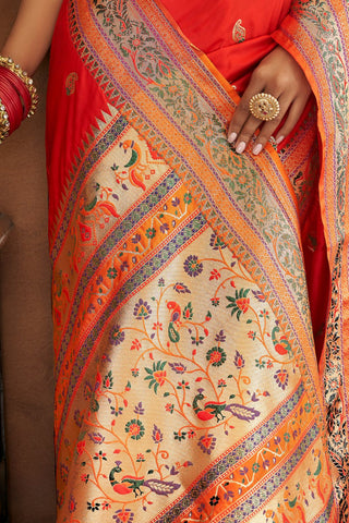 Red Banarasi Soft Silk Saree_Kumari Sarees