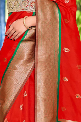 Red Soft Peshwai Paithani Silk Saree_Kumari Sarees