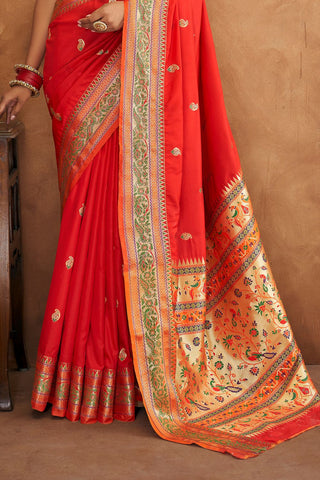 Red Banarasi Soft Silk Saree_Kumari Sarees