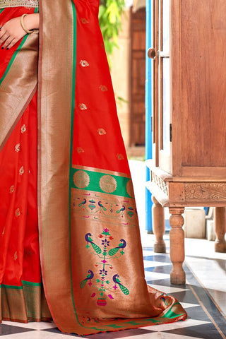 Red Soft Peshwai Paithani Silk Saree_Kumari Sarees