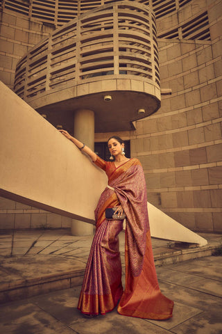 Purple Zari Brocade Handwoven Saree_Kumari Sarees