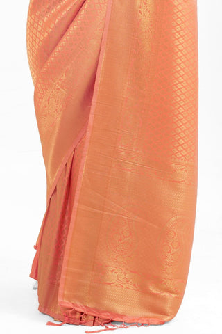 SALMON RED KANJEEVARAM HANDLOOM SILK SAREE
