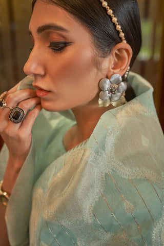 SEA GREEN MODAL SEQUINS VALUE ADDED SILK SAREE