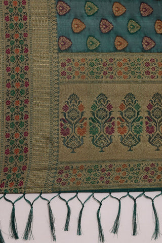 Sea Green Kanjeevaram Organza Saree_Kumari Sarees