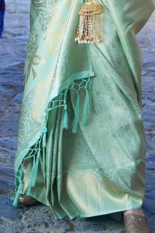 SEA GREEN KANJEEVARAM HANDLOOM SILK SAREE