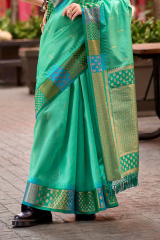 SEA GREEN PURE BANARASI SILK SAREE