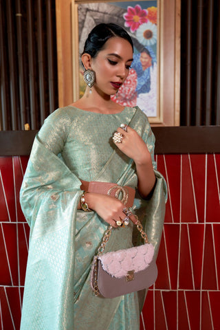 Sea Green Handloom Weaving Silk Saree_Kumari Sarees