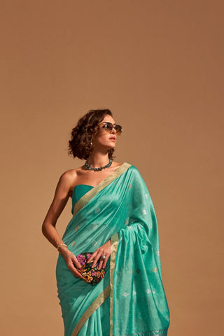 SKY BLUE HANDLOOM WEAVING SAREE