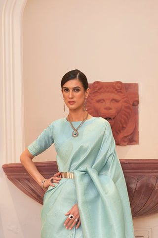 SKY BLUE KANJEEVARAM HANDLOOM SILK SAREE