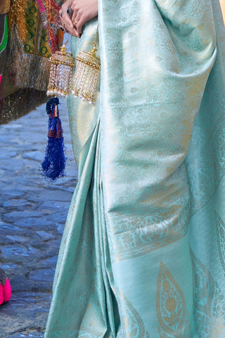SKY BLUE KANJEEVARAM HANDLOOM SILK SAREE