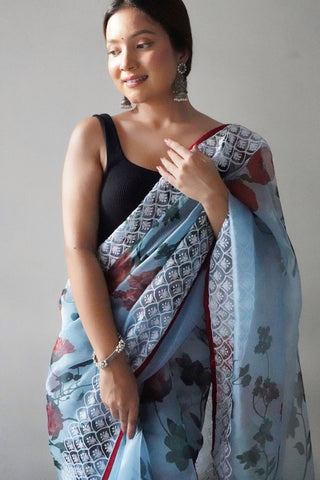 Sky Blue Organza Embroidered Saree_Kumari Sarees