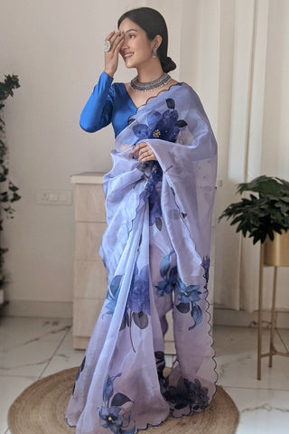 Sky Blue Organza Saree_Kumari sarees