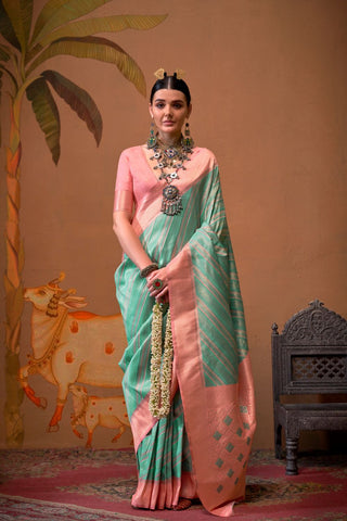Sky Blue Handloom Weaving Silk Saree_Kumari Sarees