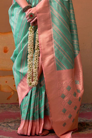 Sky Blue Handloom Weaving Silk Saree_Kumari Sarees