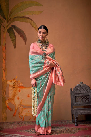 Sky Blue Handloom Weaving Silk Saree_Kumari Sarees