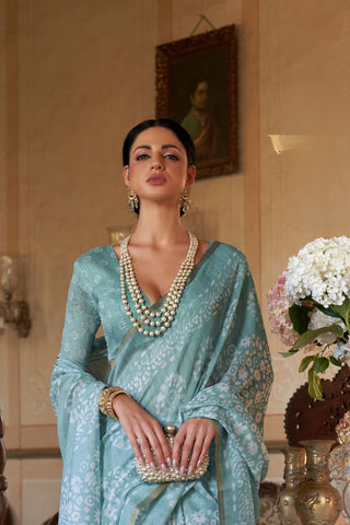 Teal Blue Banarasi Patola Silk Saree_Kumari Sarees