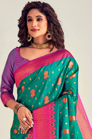 GREEN SOFT SILK SAREE