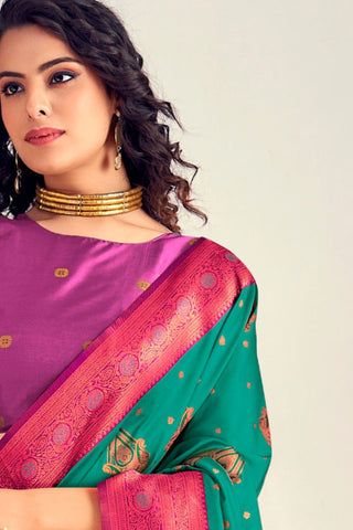 TEAL GREEN SOFT SILK SAREE