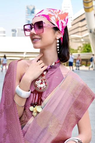 Lavender Handloom Modal Silk Saree_Kumari Sarees