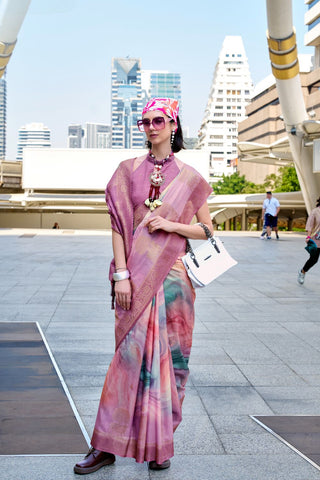 Lavender Handloom Modal Silk Saree_Kumari Sarees