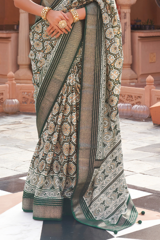 Green Banarasi Patola Silk Saree_Kumari Sarees