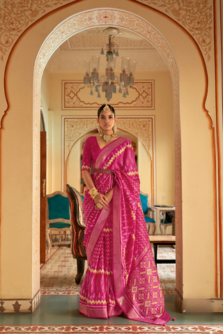 Pink Banarasi Patola Silk Saree_Kumari Sarees