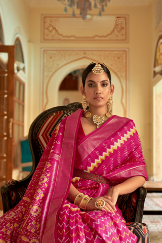 Pink Banarasi Patola Silk Saree_Kumari Sarees