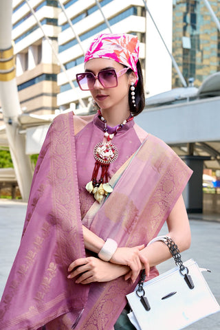 Lavender Handloom Modal Silk Saree_Kumari Sarees