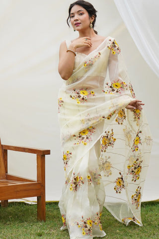 White Organza Silk Saree_Kumari Sarees