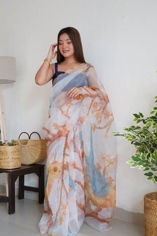 White Organza Silk Saree_Kumari Sarees