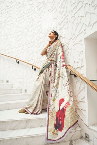 White Pure Silk Creep Saree_Kumari Sarees