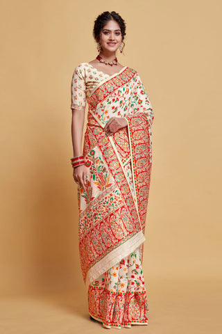 White Soft Silk Saree_Kumari Srarees