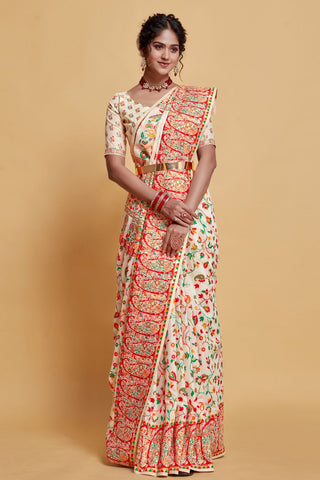 White Soft Silk Saree_Kumari Srarees