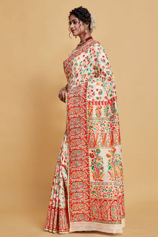 White Soft Silk Saree_Kumari Srarees