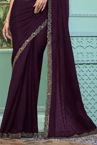 WINE CHIFFON SAREE