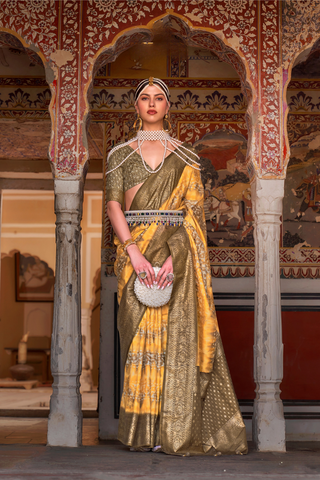 Yellow Banarasi Patola Silk Saree_Kumari Sarees