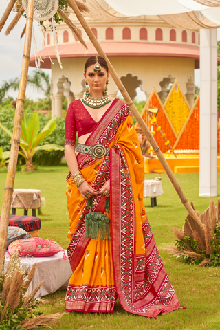Yellow Banarasi Patola Silk Saree_Kumari Sarees