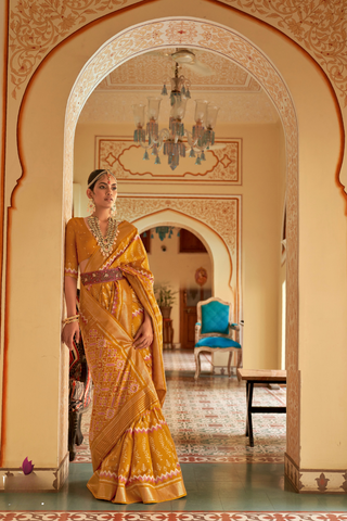 Yellow Banarasi Patola Silk Saree_Kumari Sarees