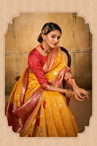 Yellow Banarasi Tissue Saree_Kumari Sarees