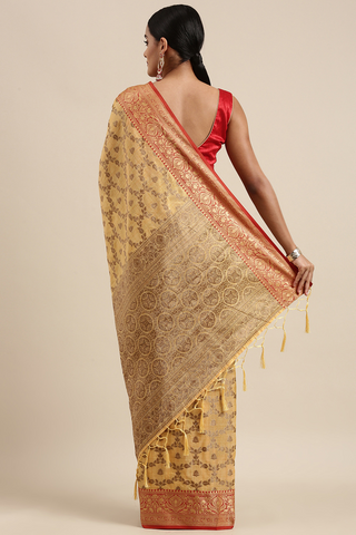 Yellow Chanderi Cotton Silk Saree_Kumari sarees