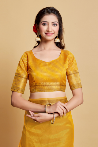 Yellow Organza Saree_Kumari Sarees