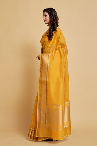 Yellow Organza Saree_Kumari Sarees
